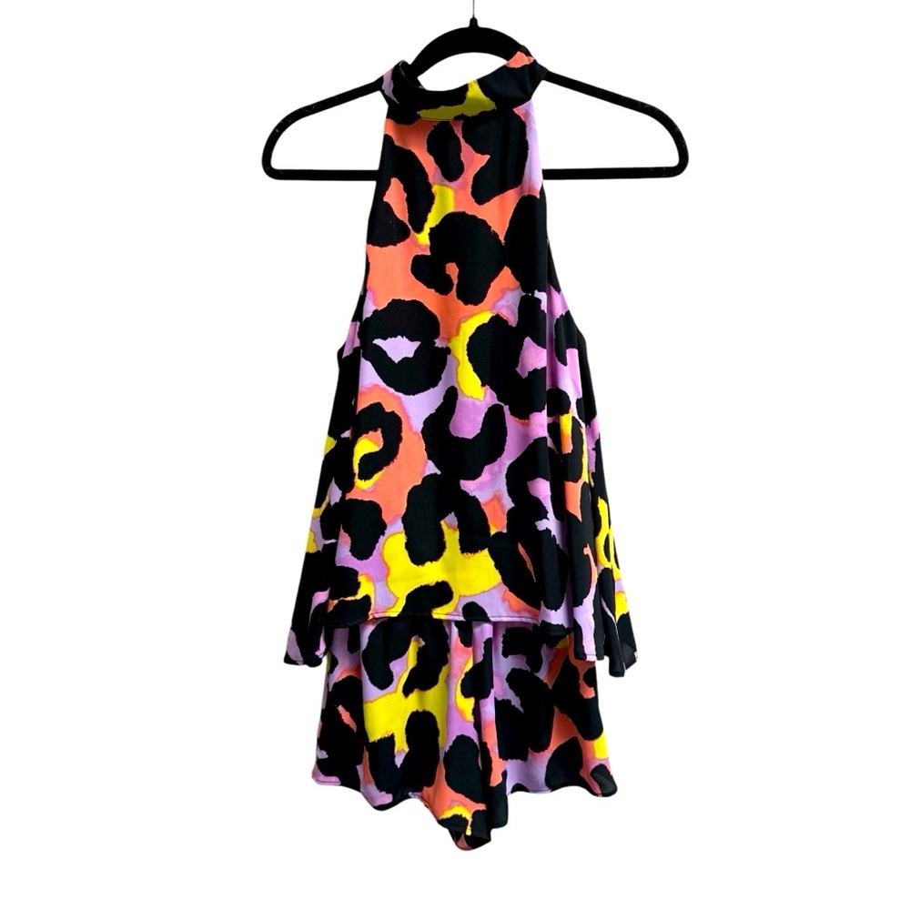 JUDITH MARCH Women’s Multicolor Halter Leopard Print Romper - Size Small